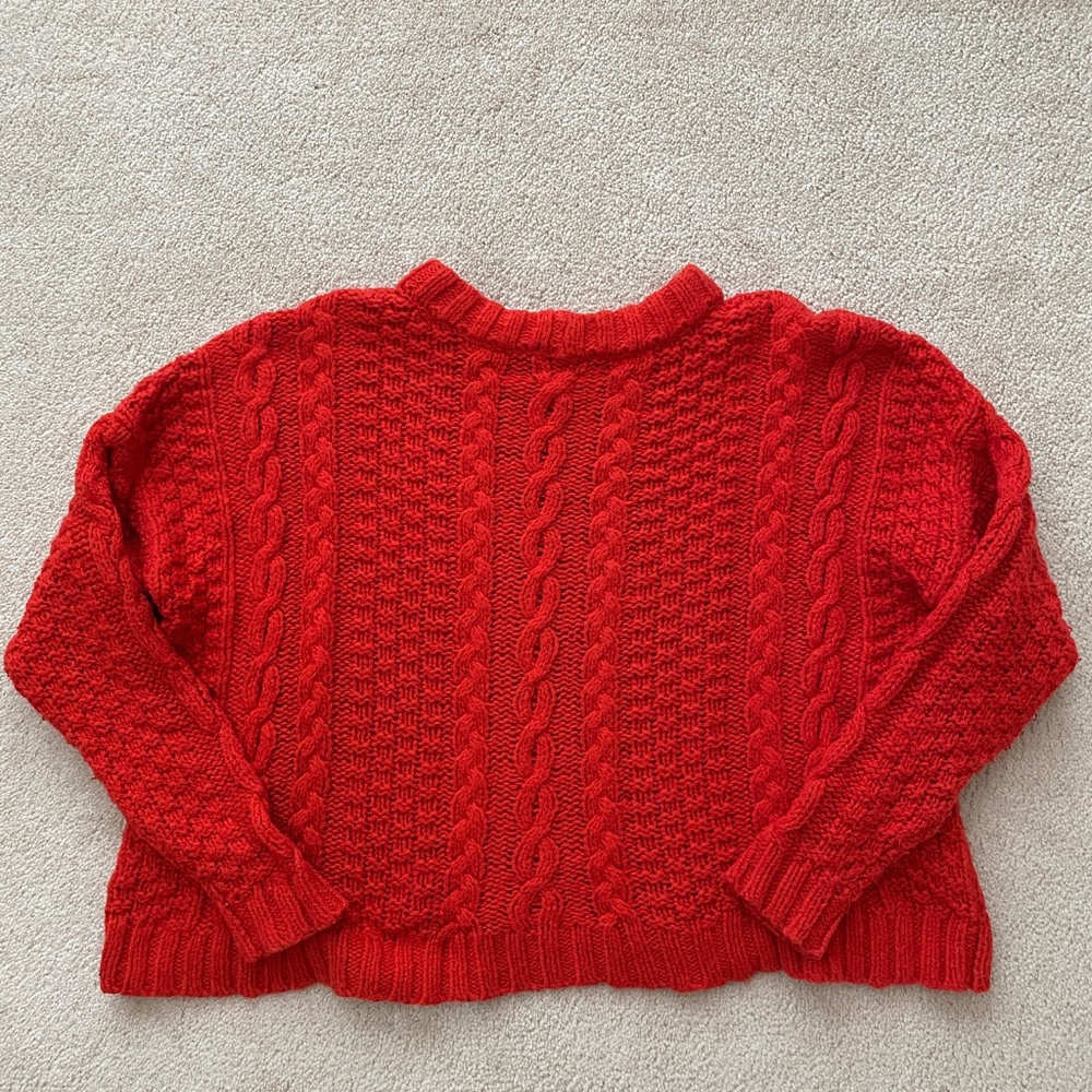 Aerie Cable Knit Sweater - Red - Picture 4 of 4